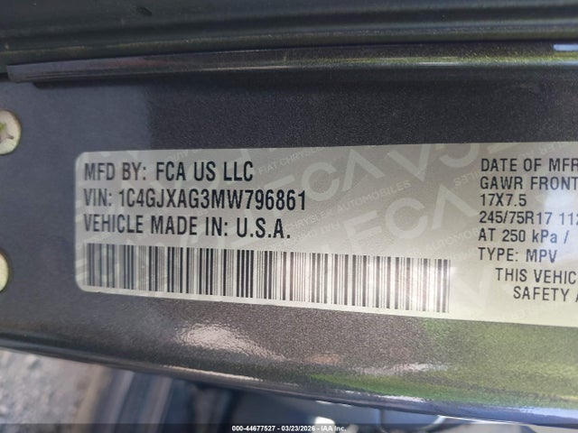 1C4GJXAG3MW796861 Jeep Wrangler Sport S 4x4