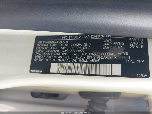 2010 VOLVO XC60 YV4992DZ4A2065003 Photo 8