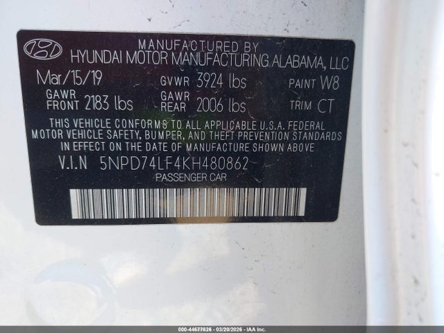 Hyundai ELANTRA SE 2019 5NPD74LF4KH480862 Image 9