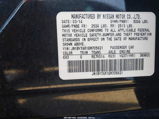 Продаж на аукціоні авто 2014 Infiniti Q50 Premium, vin: JN1BV7AR1EM705621, номер лоту: 44677635