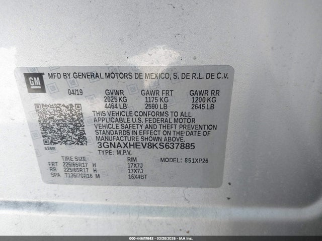 3GNAXHEV8KS637885 Chevrolet EQUINOX LS