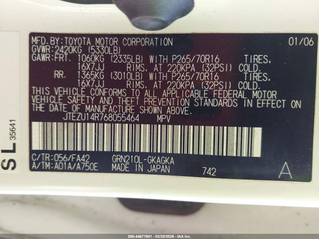 2006 TOYOTA 4RUNNER JTEZU14R768055464 Photo 8