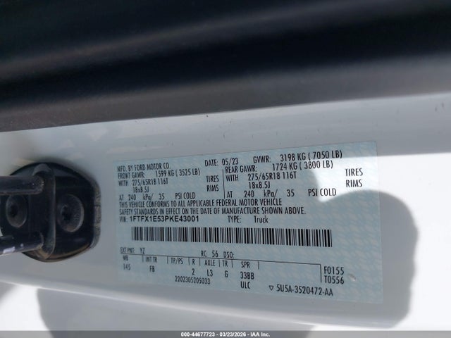 1FTFX1E53PKE43001 Ford F-150 Xlt