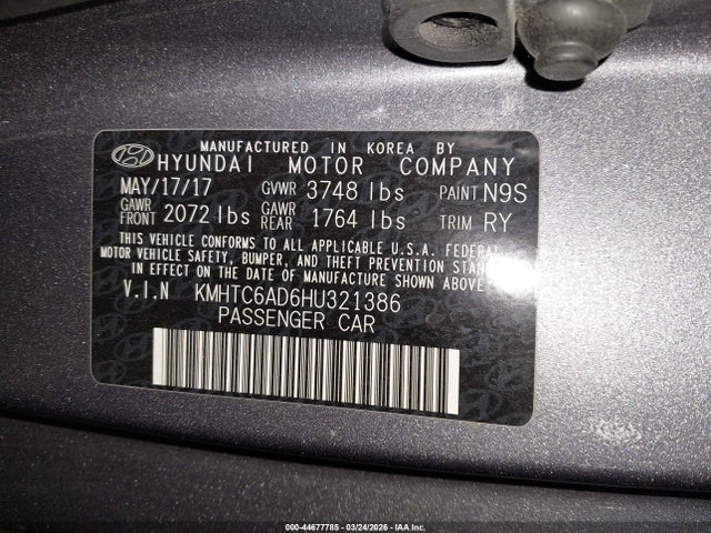KMHTC6AD6HU321386 Hyundai Veloster Value Edition