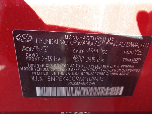 2021 HYUNDAI SONATA 5NPEK4JC9MH129413 Photo 8