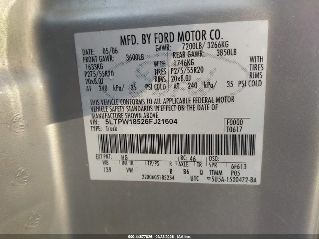 2006 LINCOLN MARK LT 5LTPW18526FJ21604 Photo 8
