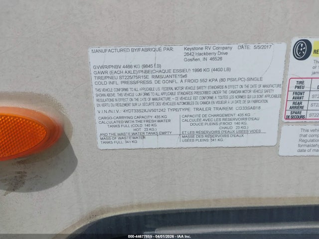 4YDT33S2XJV501242 Keystone Rv Other