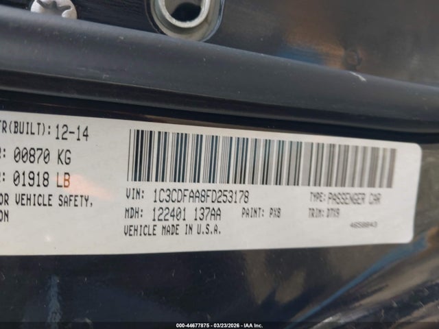 Продажа на аукционе авто 2015 Dodge Dart Se, vin: 1C3CDFAA8FD253178, номер лота: 44677875
