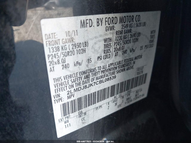 2012 LINCOLN MKX 2LMDJ8JK7CBL08539 Photo 8