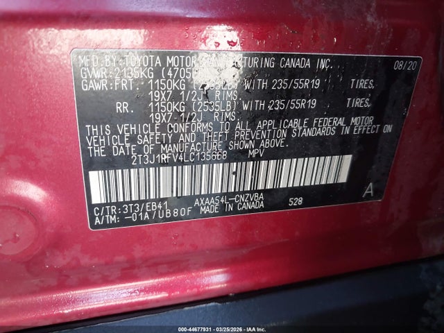 2T3J1RFV4LC135668 Toyota Rav4 Adventure
