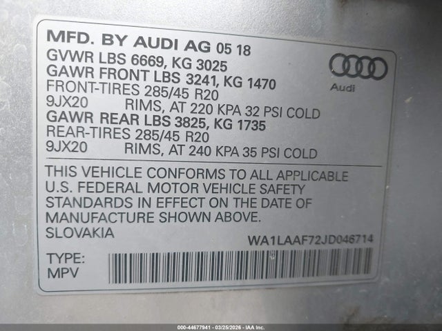 2018 AUDI Q7 WA1LAAF72JD046714 Photo 8
