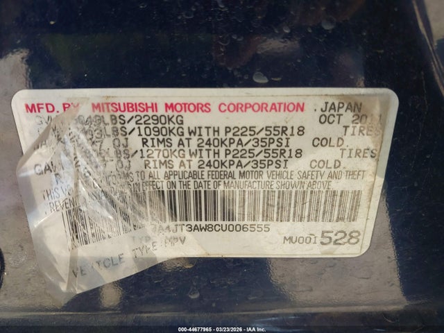 2012 MITSUBISHI OUTLANDER JA4JT3AW8CU006555 Photo 8