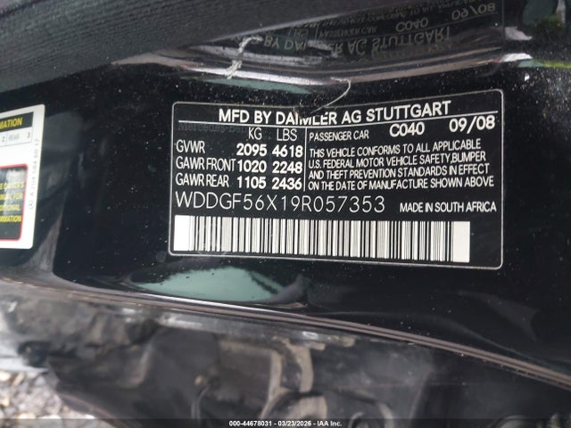 44678031 :رقم المزاد ، WDDGF56X19R057353 vin ، 2009 Mercedes-benz C 350 Sport مزاد بيع