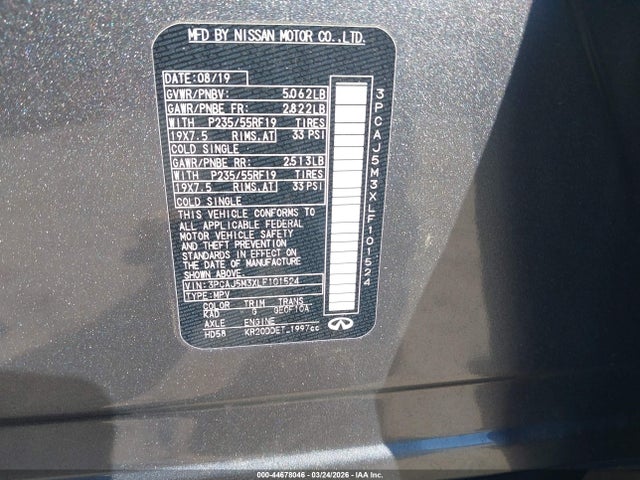 2020 INFINITI QX50 3PCAJ5M3XLF101524 Photo 8