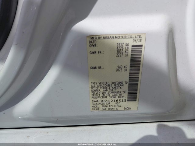 1N4AL3AP2JC216513 Nissan Altima 2.5 Sv