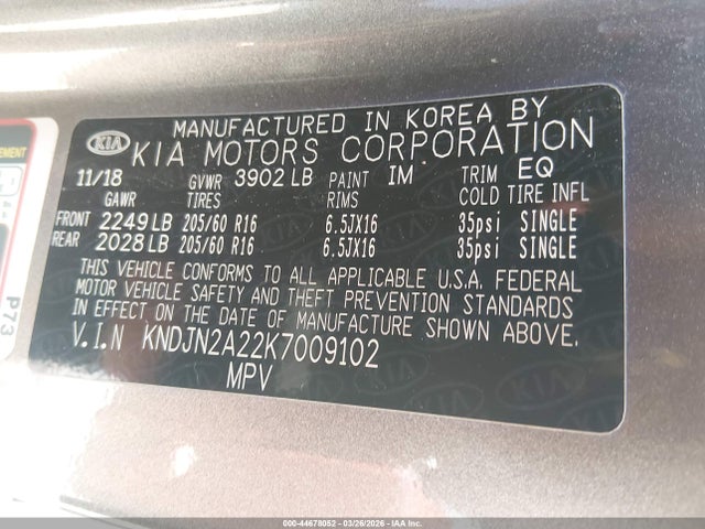 2019 KIA SOUL KNDJN2A22K7009102 Photo 8