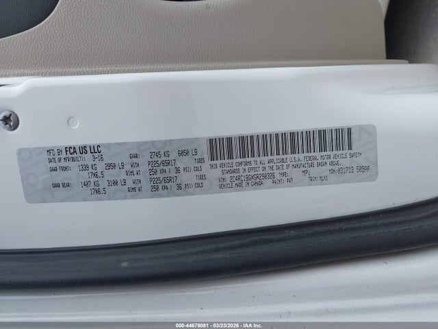Продаж на аукціоні авто 2016 Chrysler Town & Country Touring, vin: 2C4RC1BGXGR290326, номер лоту: 44678081