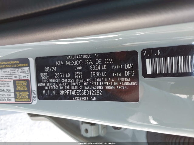 Продаж на аукціоні авто 2025 Kia K4 Lxs, vin: 3KPFT4DE5SE012282, номер лоту: 44678136