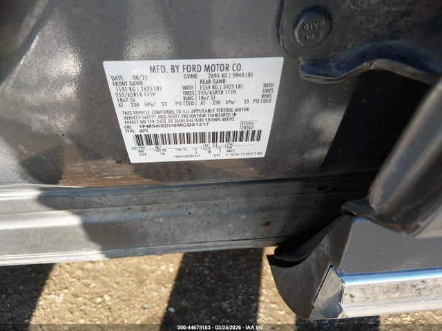 1FMSK8DH9MGB91217 Ford EXPLORER XLT