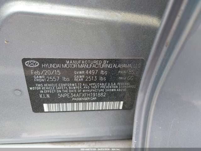 Aukcja sprzedaży 2015 Hyundai Sonata Sport, vin: 5NPE34AFXFH191882, numer aukcji: 44678189