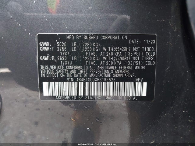 4S4BTGUDXR3195523 Subaru Outback Wilderness