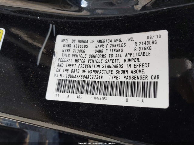 Продаж на аукціоні авто 2010 Acura Tl 3.5, vin: 19UUA8F50AA027549, номер лоту: 44678393