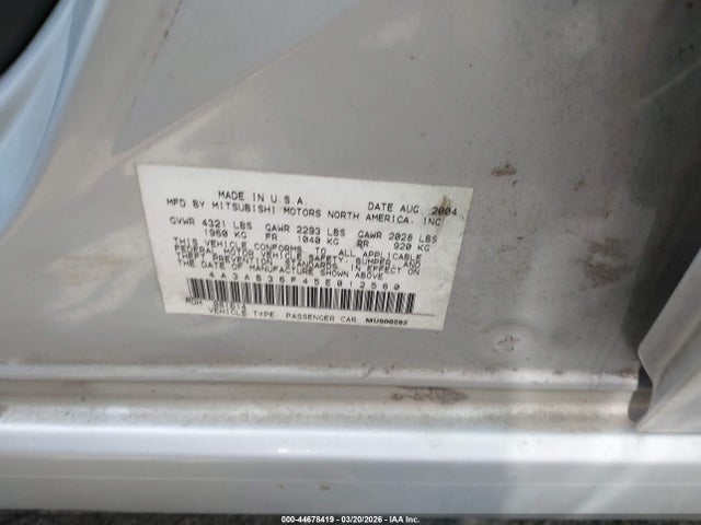 2005 MITSUBISHI GALANT 4A3AB36F45E012560 Photo 8
