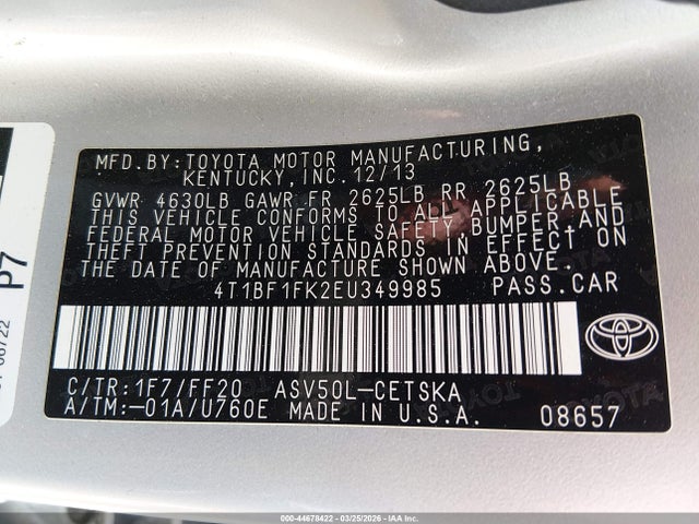 Toyota CAMRY SE 2014 4T1BF1FK2EU349985 Image 9
