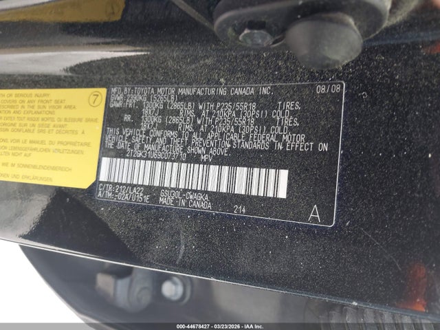 2009 Lexus Rx 350 მანქანა იყიდება აუქციონზე, vin: 2T2GK31U69C073710, აუქციონის ნომერი: 44678427
