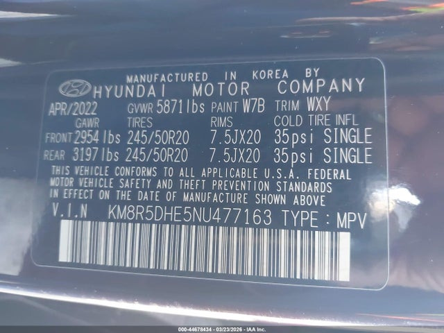 2022 HYUNDAI PALISADE KM8R5DHE5NU477163 Photo 8