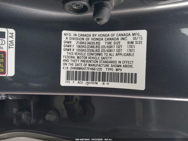 2HKRM4H77FH661220 Honda Cr-v Ex-l