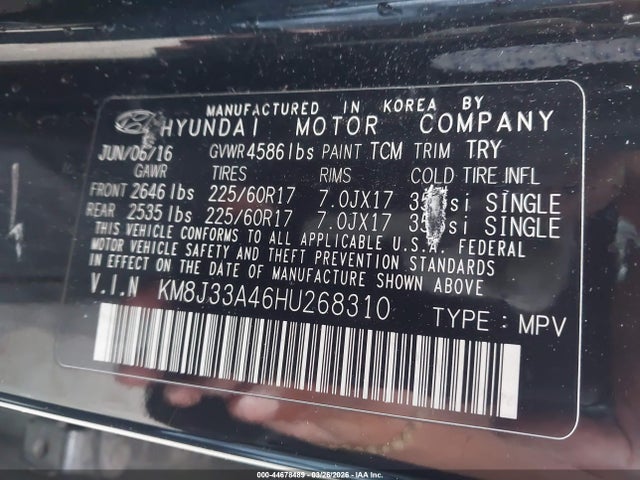 KM8J33A46HU268310 Hyundai TUCSON SE