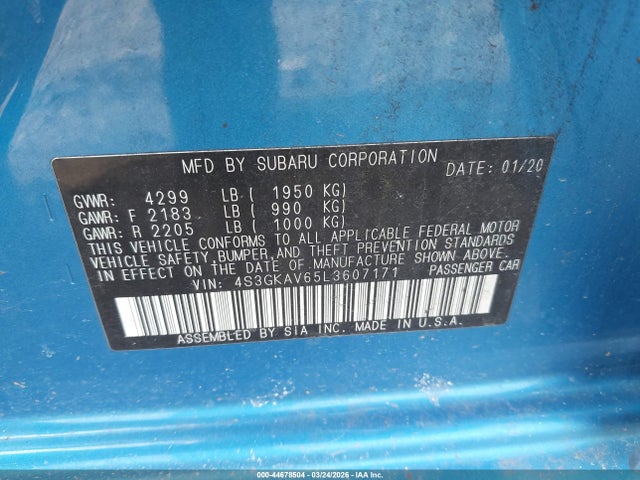 2020 SUBARU IMPREZA 4S3GKAV65L3607171 Photo 8