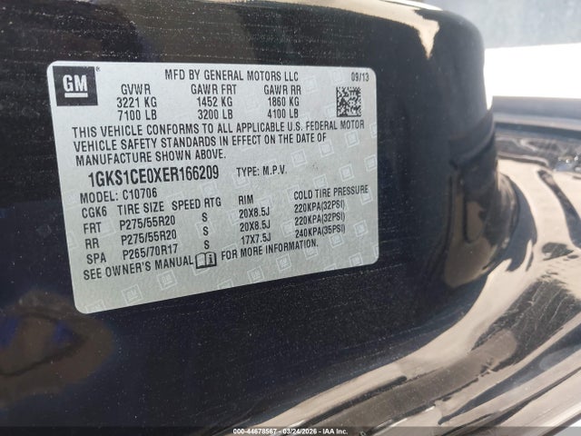 1GKS1CE0XER166209 GMC YUKON SLT