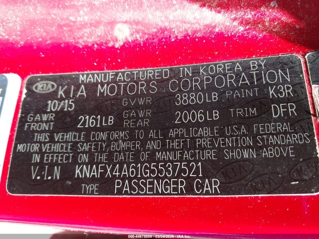 2016 KIA FORTE KNAFX4A61G5537521 Photo 8
