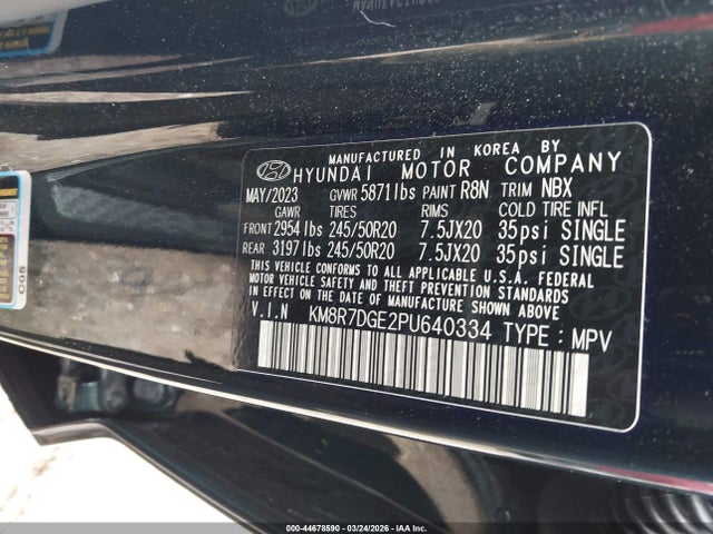44678590 :رقم المزاد ، KM8R7DGE2PU640334 vin ، 2023 Hyundai Palisade Calligraphy مزاد بيع