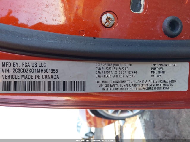 2021 Dodge Challenger Gt Awd მანქანა იყიდება აუქციონზე, vin: 2C3CDZKG1MH501355, აუქციონის ნომერი: 44678591