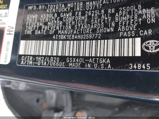 2017 TOYOTA AVALON 4T1BK1EB4HU259772 Photo 8