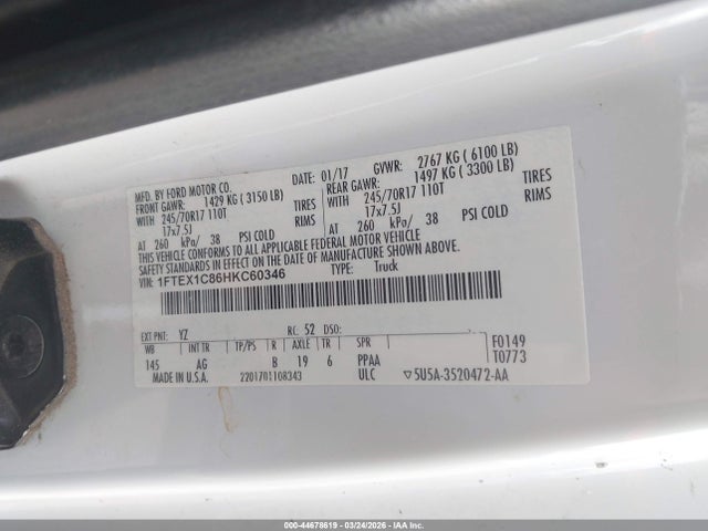Ford F-150 Xl 2017 1FTEX1C86HKC60346 Image 9
