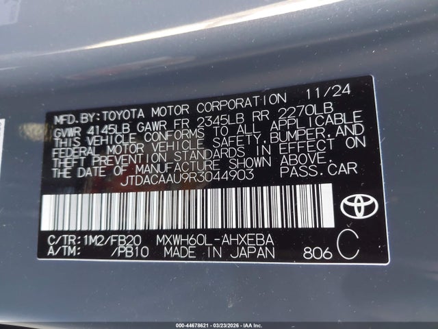 JTDACAAU9R3044903 Toyota Prius Le