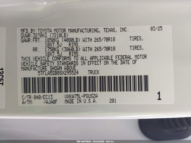 Toyota Tundra Sr5 2025 5TFLA5DB8SX295524 Image 9