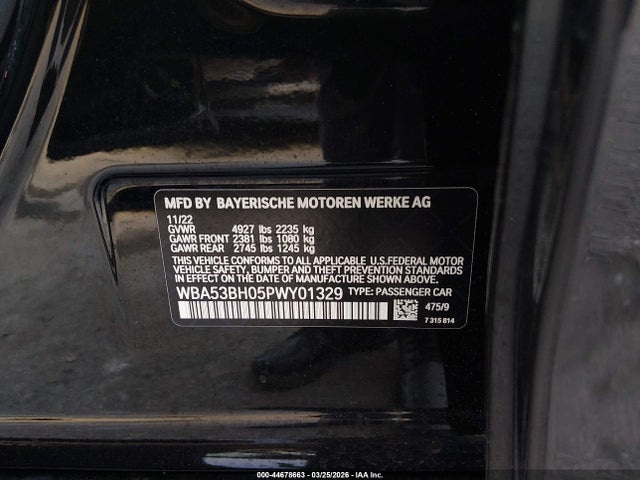 Aukcja sprzedaży 2023 Bmw 530 I, vin: WBA53BH05PWY01329, numer aukcji: 44678663