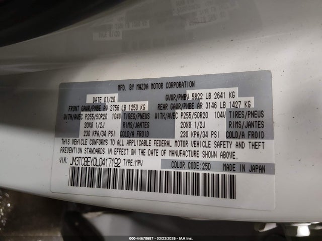 JM3TCBEY0L0417192 Mazda Cx-9 Signature
