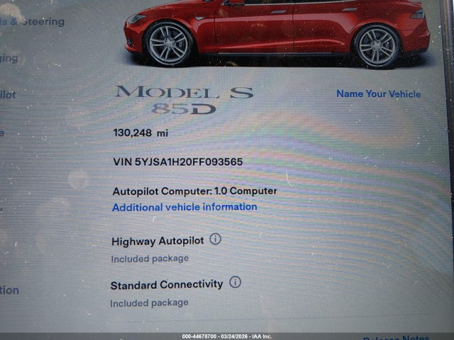 2015 TESLA MODEL S 5YJSA1H20FF093565 Photo 6