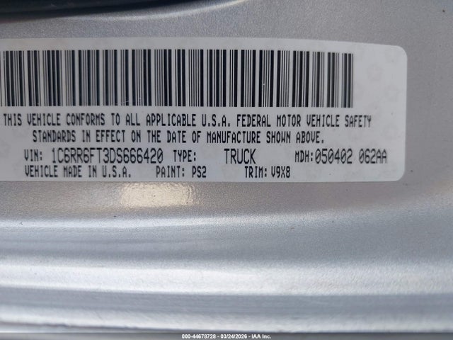 2013 RAM 1500 1C6RR6FT3DS666420 Photo 8