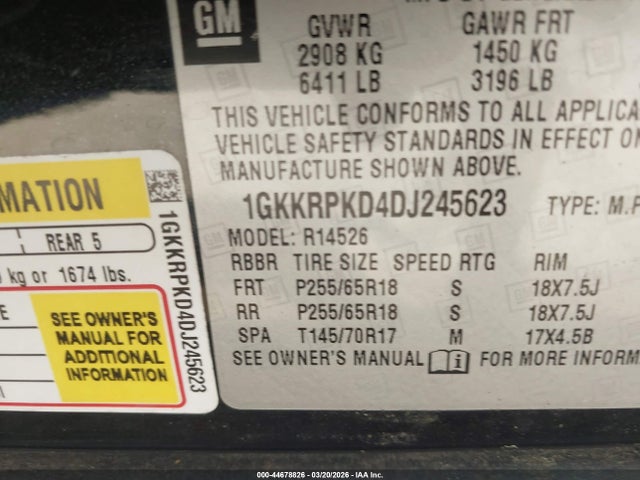Auction sale of the 2013 Gmc Acadia Sle-2, vin: 1GKKRPKD4DJ245623, lot number: 44678826