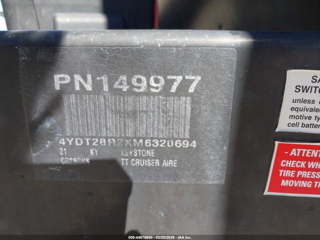 4YDT28R2XM6320694 Keystone 28rks