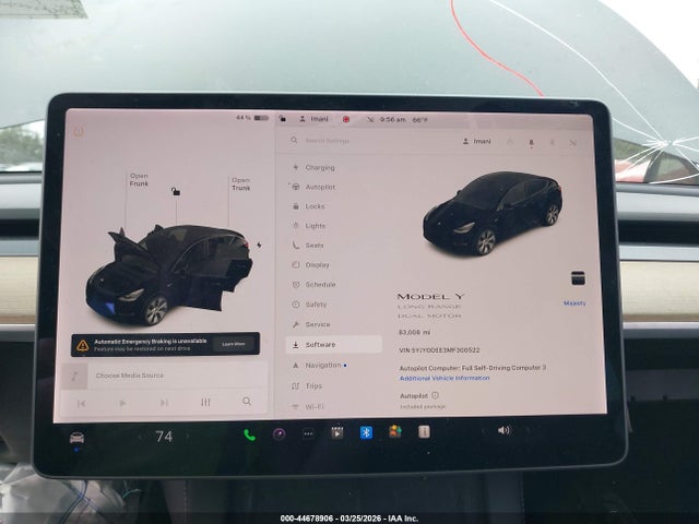 Продаж на аукціоні авто 2021 Tesla Model Y Long Range Dual Motor All-wheel Drive, vin: 5YJYGDEE3MF300522, номер лоту: 44678906