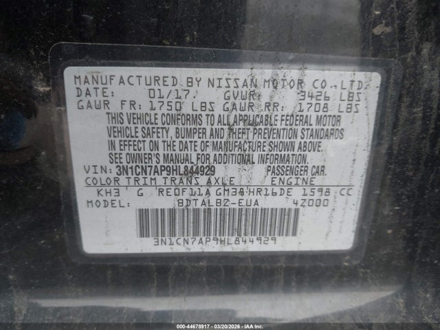 Nissan Versa 1.6 Sv 2017 3N1CN7AP9HL844929 Image 9