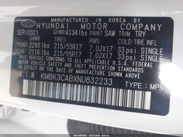 Hyundai Kona Sel 2022 KM8K3CABXNU832233 Image 9